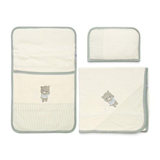 SLEEPING SET - OFF WHITE SAGE GREEN BEAR THEME