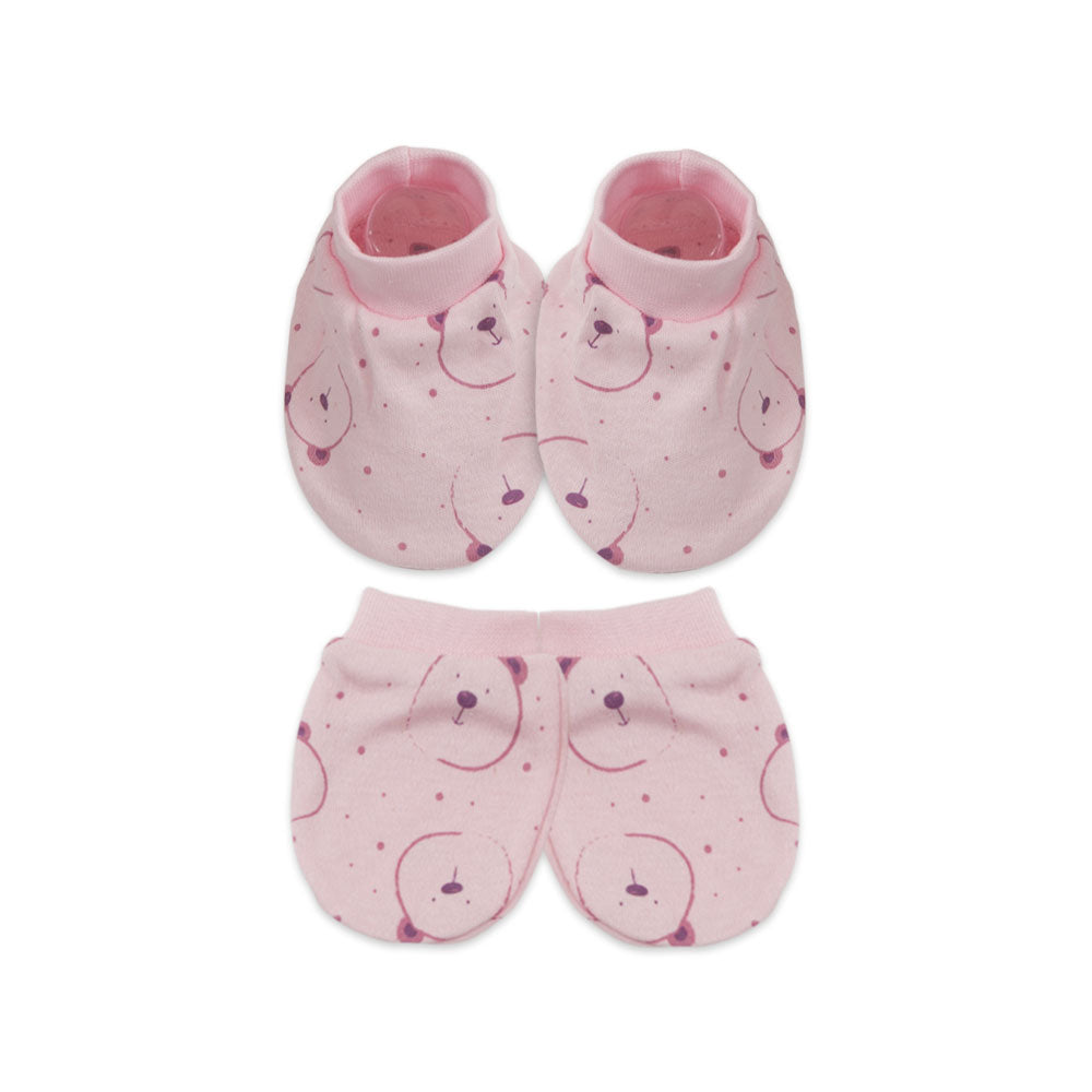 MITTENS & BOOTIES PINK BABY BEAR