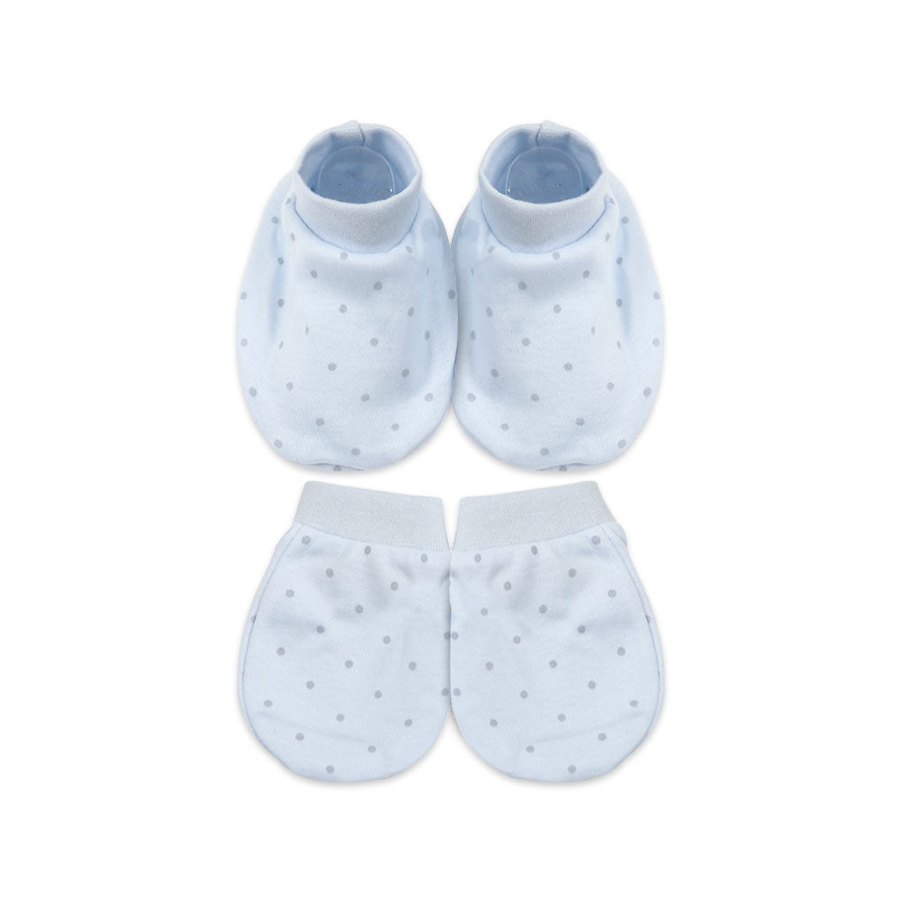 MITTENS & BOOTIES BLUE POLKA DOT