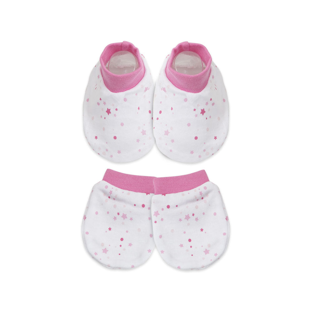 MITTENS & BOOTIES FIERY ROSE TWINKLING STARS