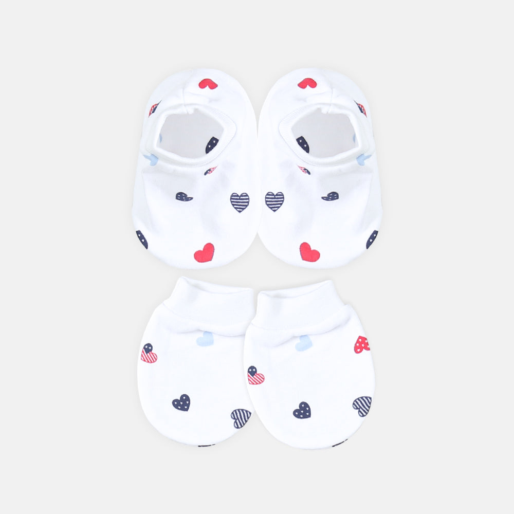 MITTENS & BOOTIES RED AND BLUE HEART