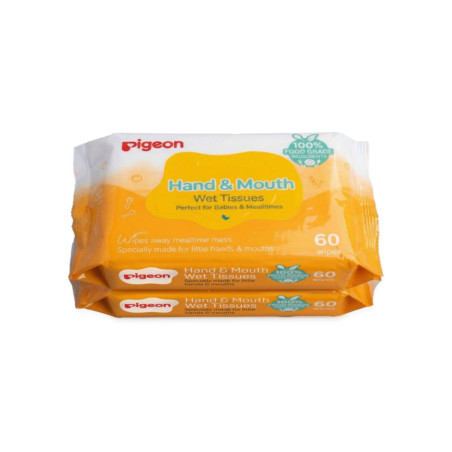 PIGEON HAND & MOUTH WET TISSUES 60 SHEETS 2IN1
