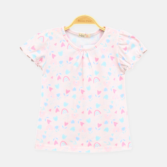 Rainbow Heart Pink Tee