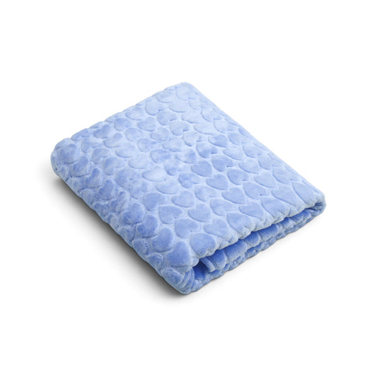 LIGHT BLUE HEART EMBOSSED BLANKET