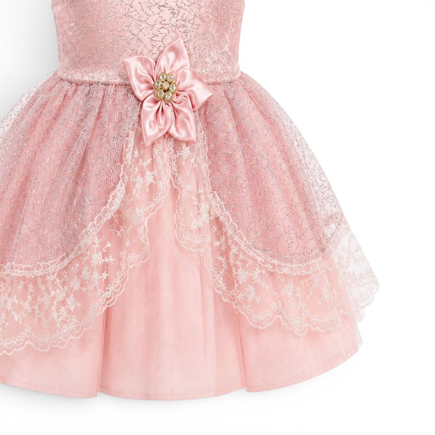 PINK LACE FLOWER BABY GIRL FANCY FROCK GIFT SET
