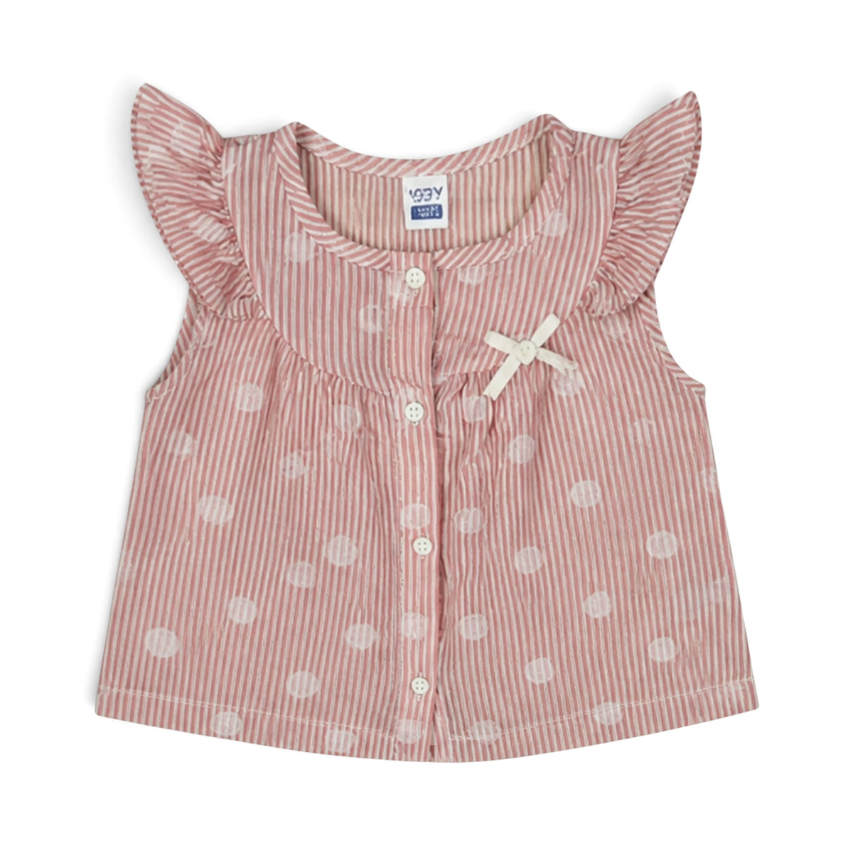 PINK STRIPED BLOUSE & DENIM SHORTS