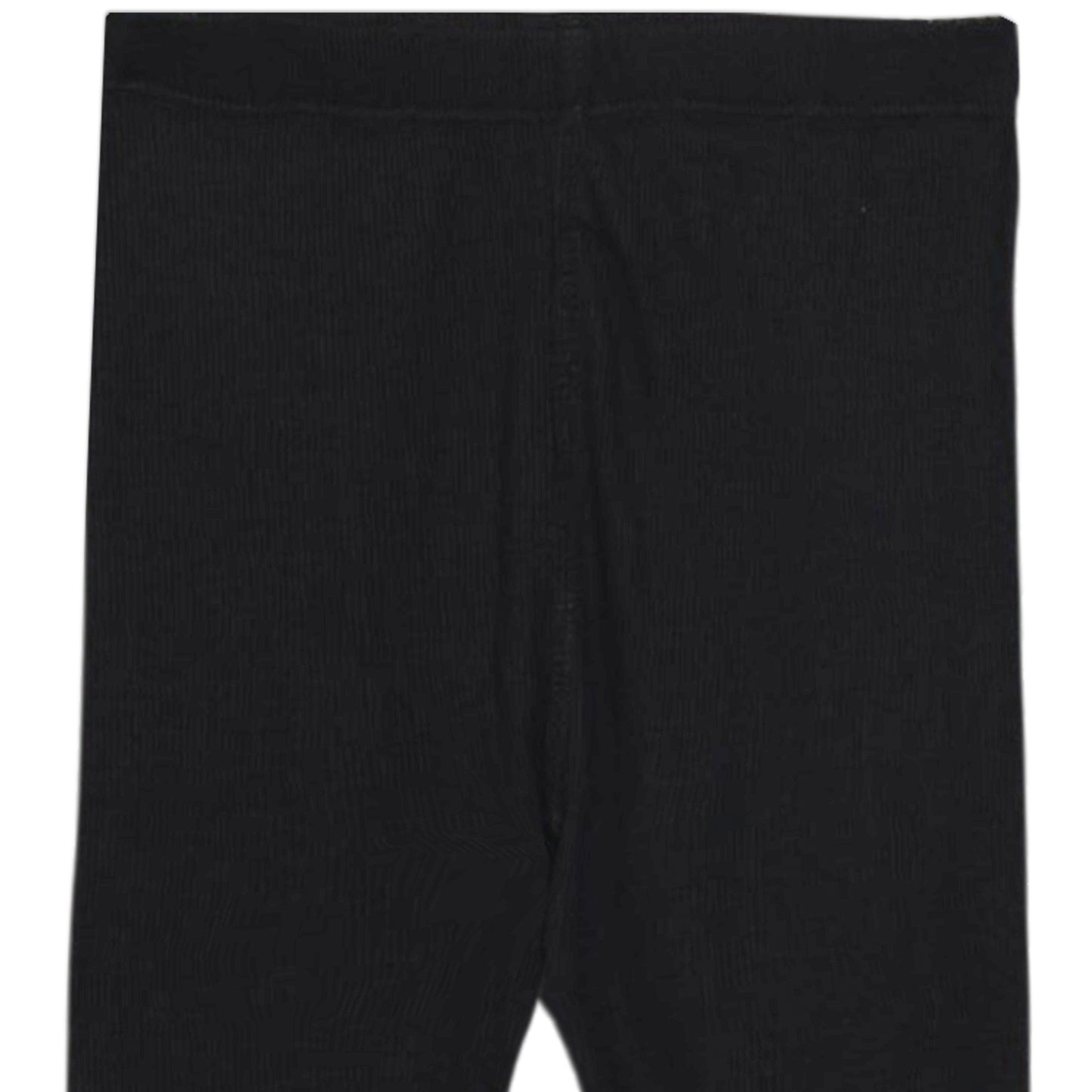 BLACK LACE-TRIM RIBBED TROUSERS