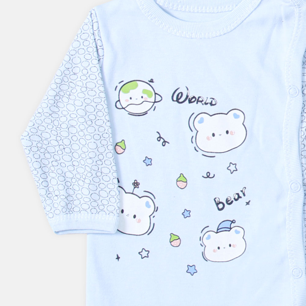 NEWBORN SUIT BOYS BLUE & WHITE TEDDY BEAR