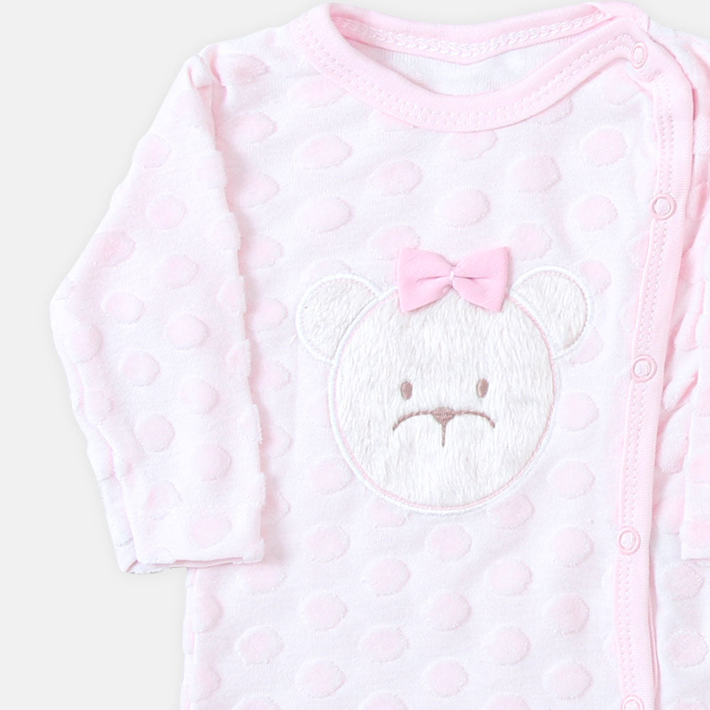 NEWBORN SUIT GIRLS PINK TEDDY BEAR WITH BOW