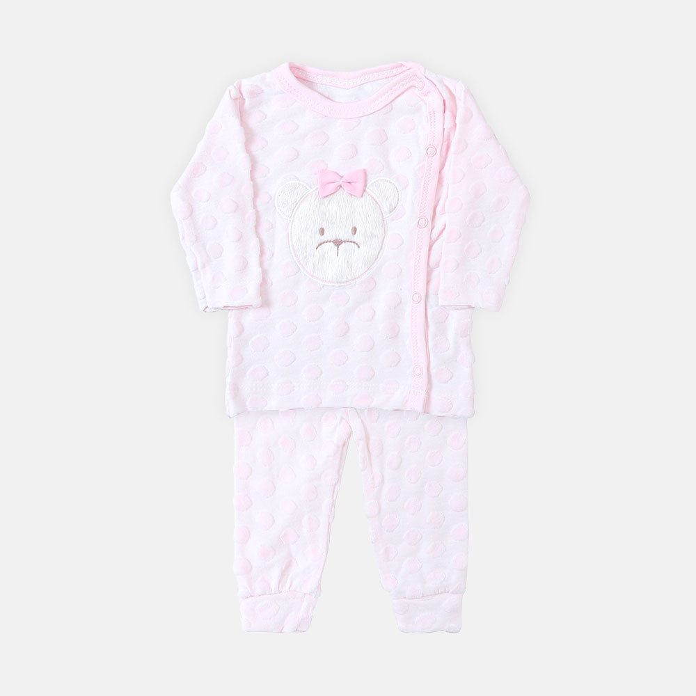 NEWBORN SUIT GIRLS PINK TEDDY BEAR WITH BOW