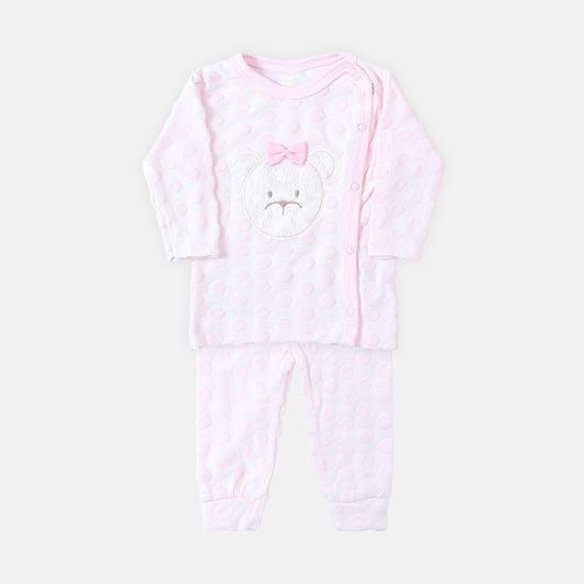 NEWBORN SUIT GIRLS PINK TEDDY BEAR WITH BOW