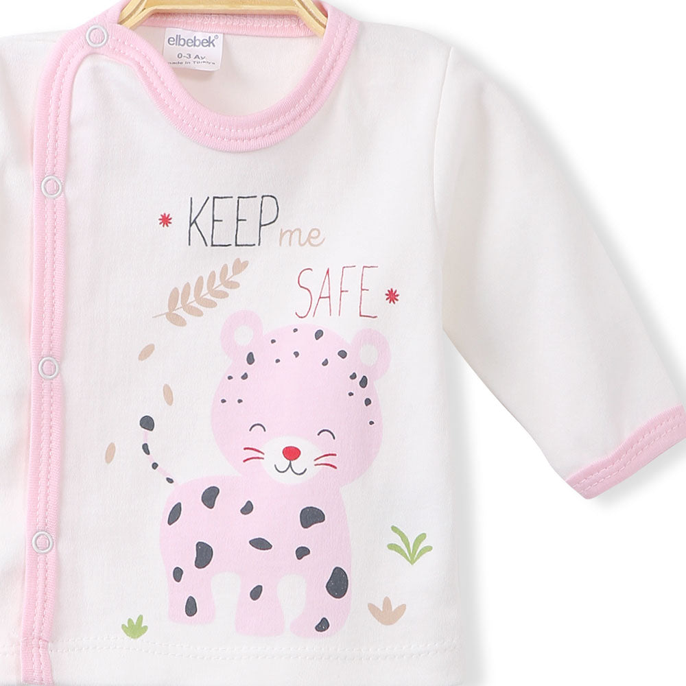 NEW BORN GIRL SUIT SALMON PINK LITTLE TIGER