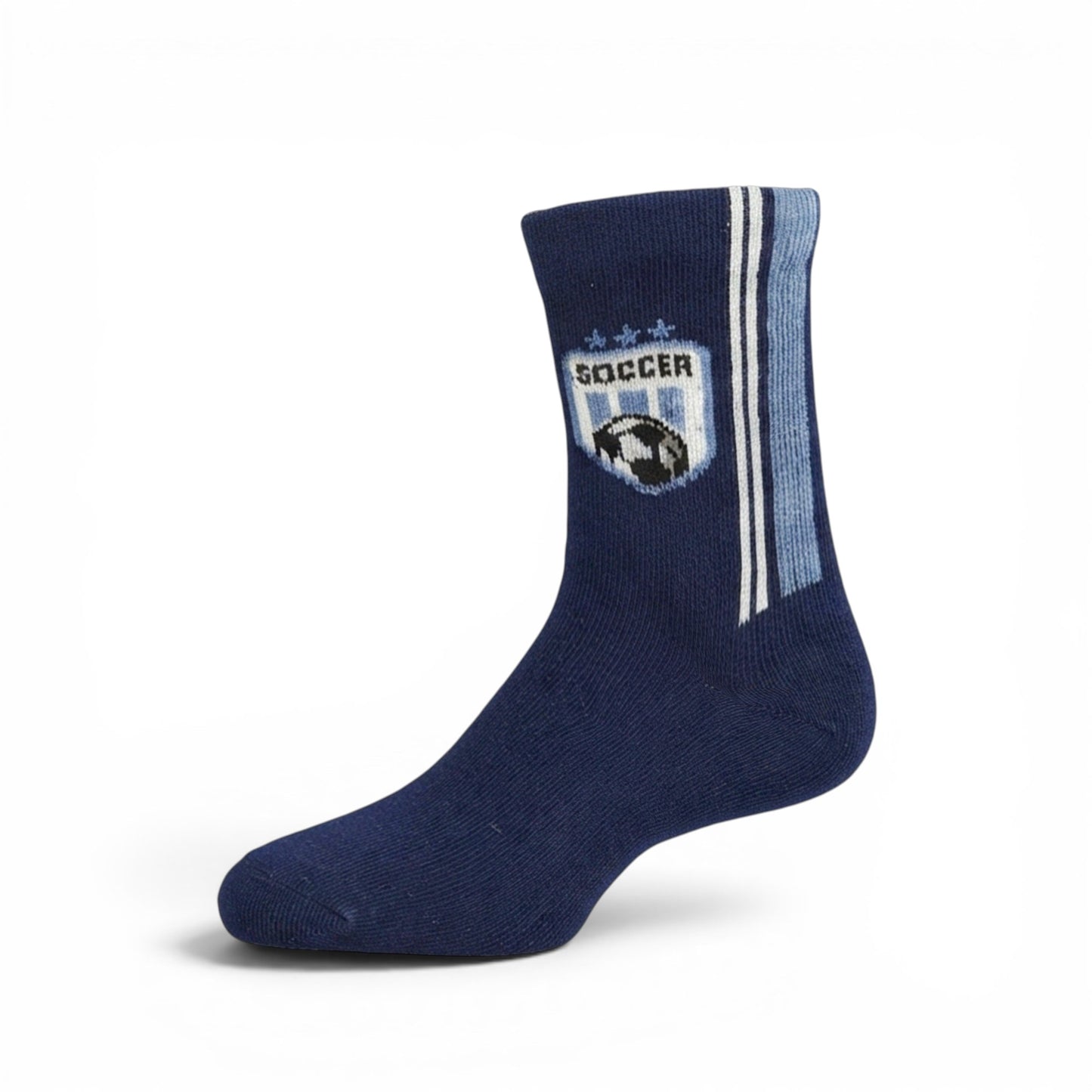 SOCCER THEMED BLUE ANKLE BOY SOCKS