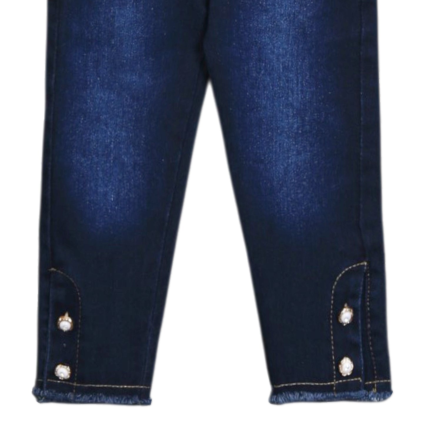 DARK BLUE FLOWER BUTTON JEANS