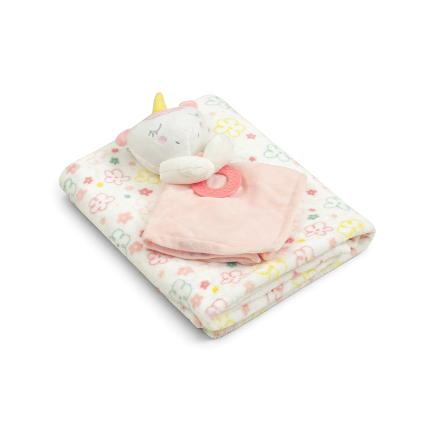 COLORFUL FLORAL PRINT WITH UNICORN BLANKET