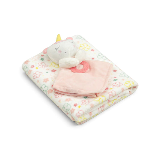 COLORFUL FLORAL PRINT WITH UNICORN BLANKET
