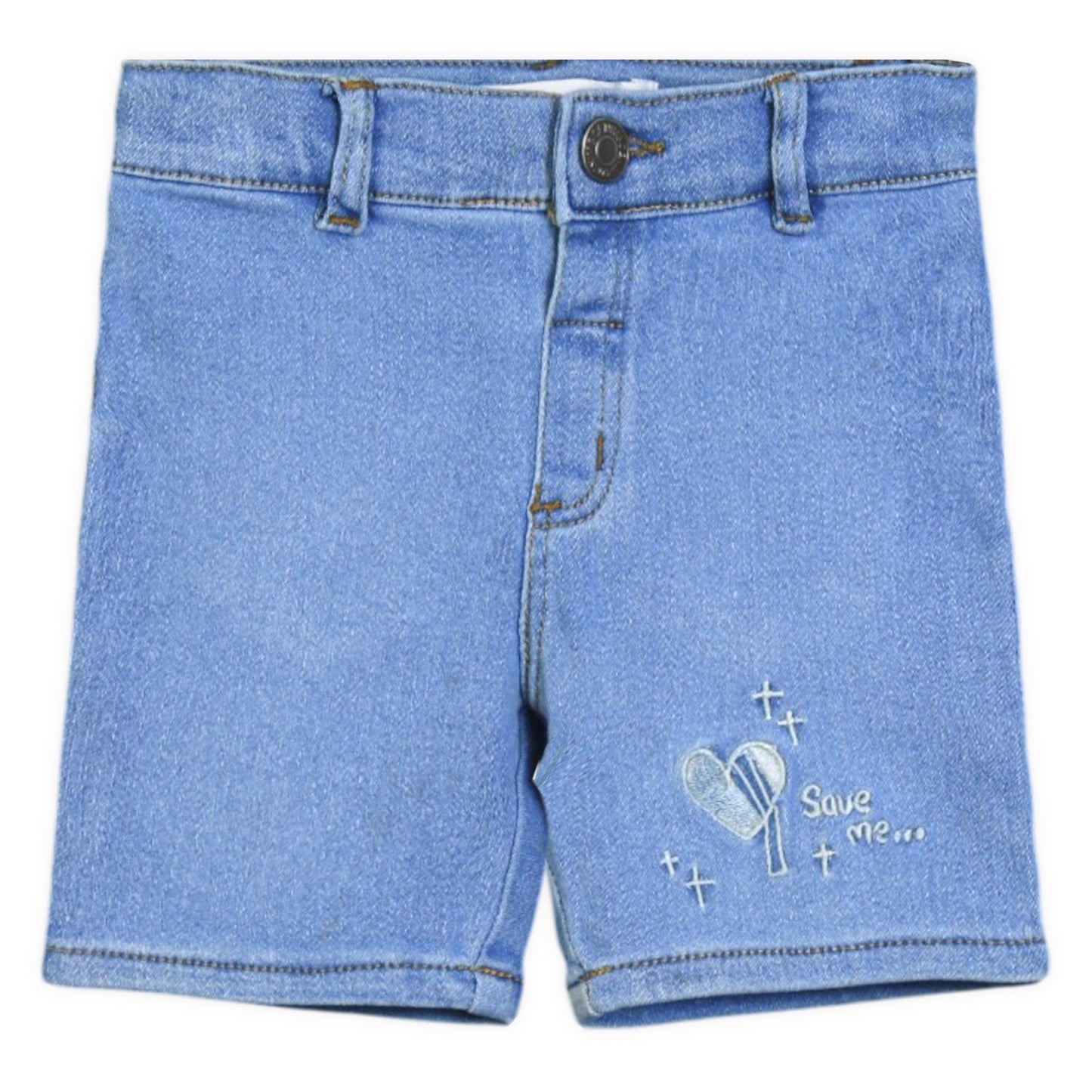 LIGHT BLUE MOTTO SHORT JEANS