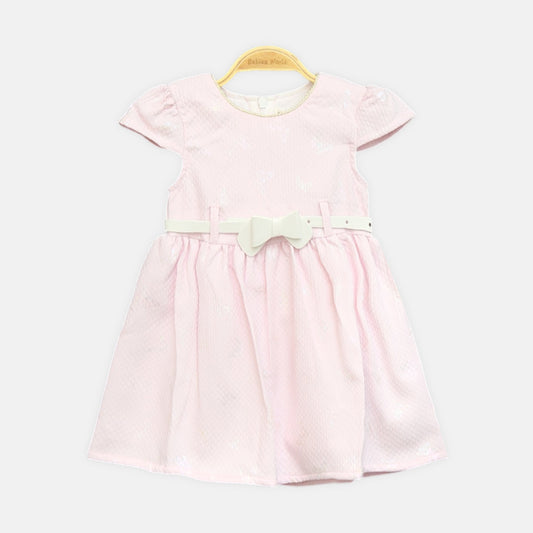 Pink Butterfly Embossed Frock