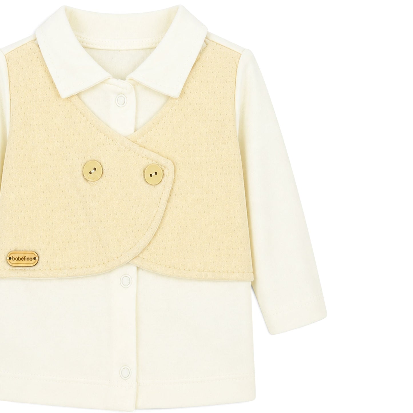 CREAM AND BEIGE VEST-STYLE GENTLEMAN BABY BOY GIFT SET