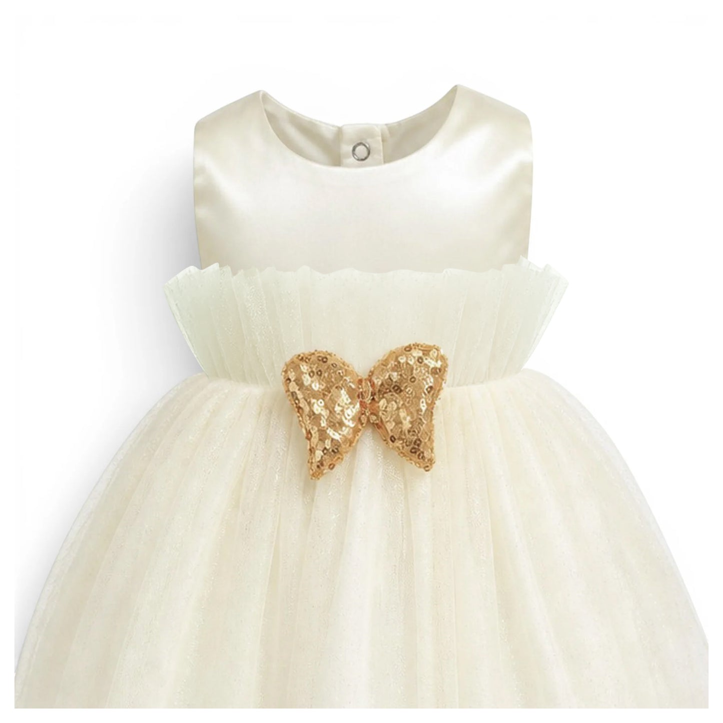 WHITE GOLDEN BOW BABY GIRL FANCY FROCK GIFT SET