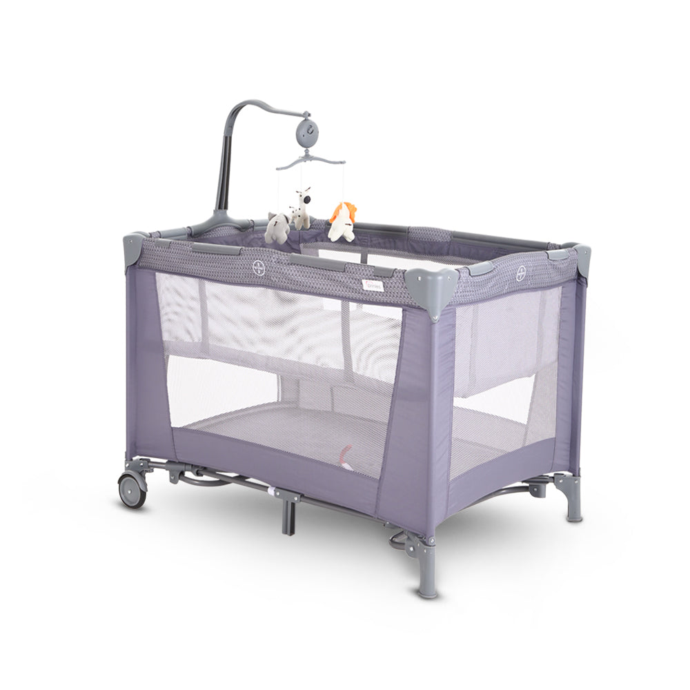 BABY PLAY PEN W/ ROCKING-GREY
