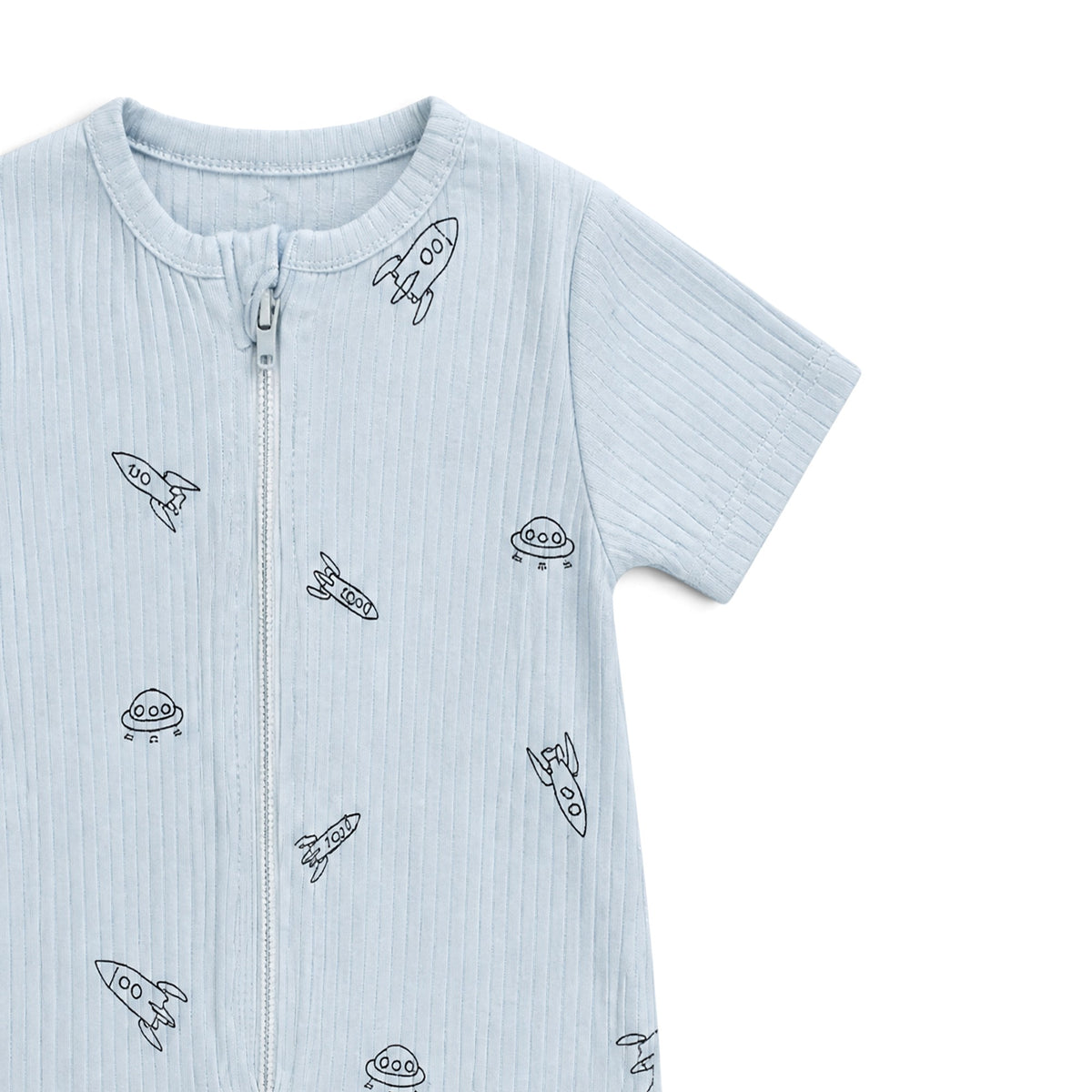 LIGHT BLUE SPACE PRINT ROMPER