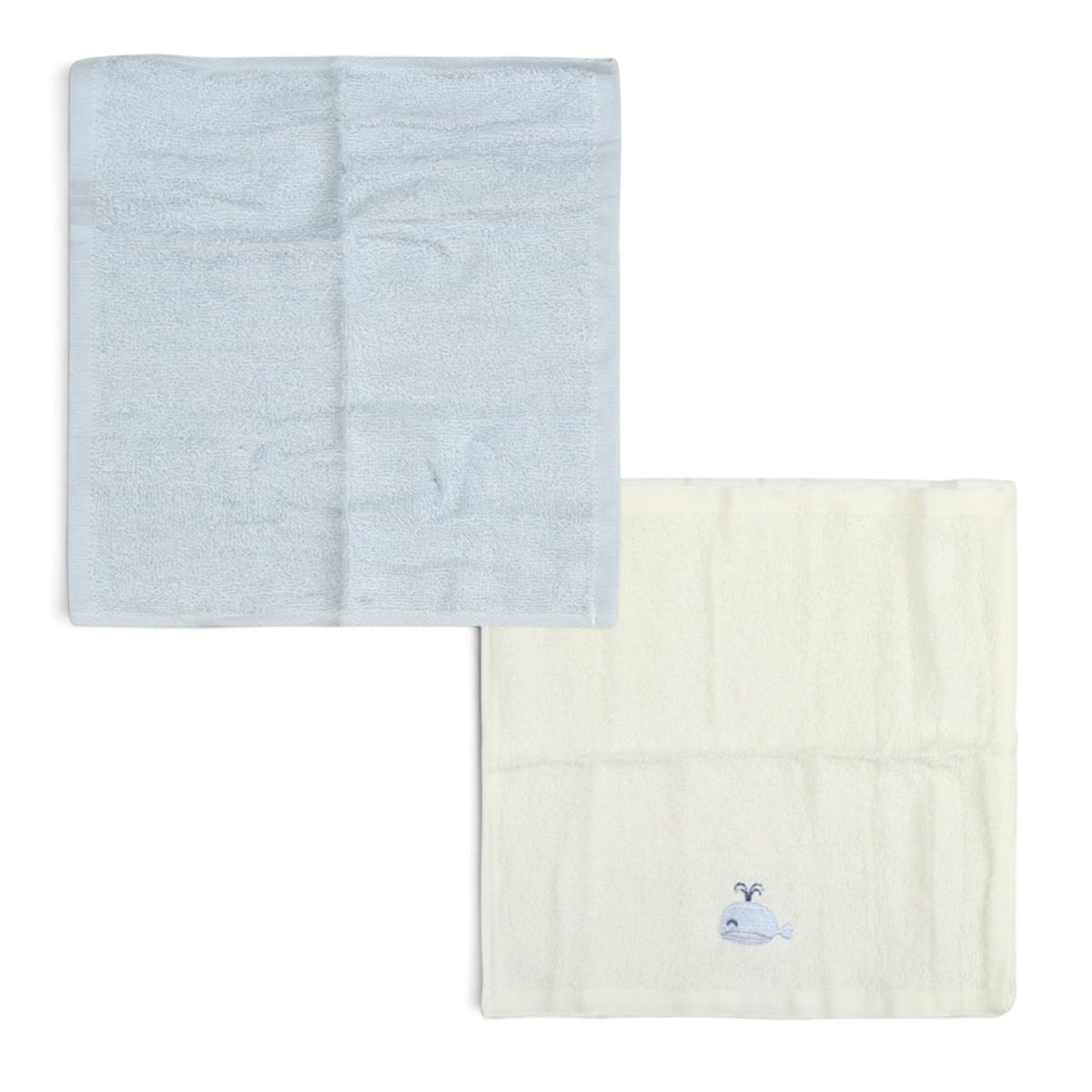 WHALE EMBROIDERY SAILBOAT PRINT FACE TOWEL PK-4