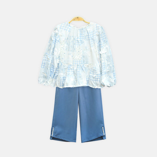 Blue Patchwork Floral Set