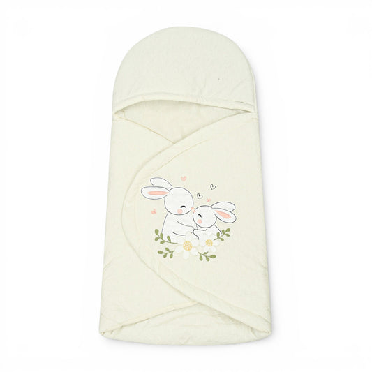 CREAM BUNNY EMBROIDERED HOODED CARRY NEST