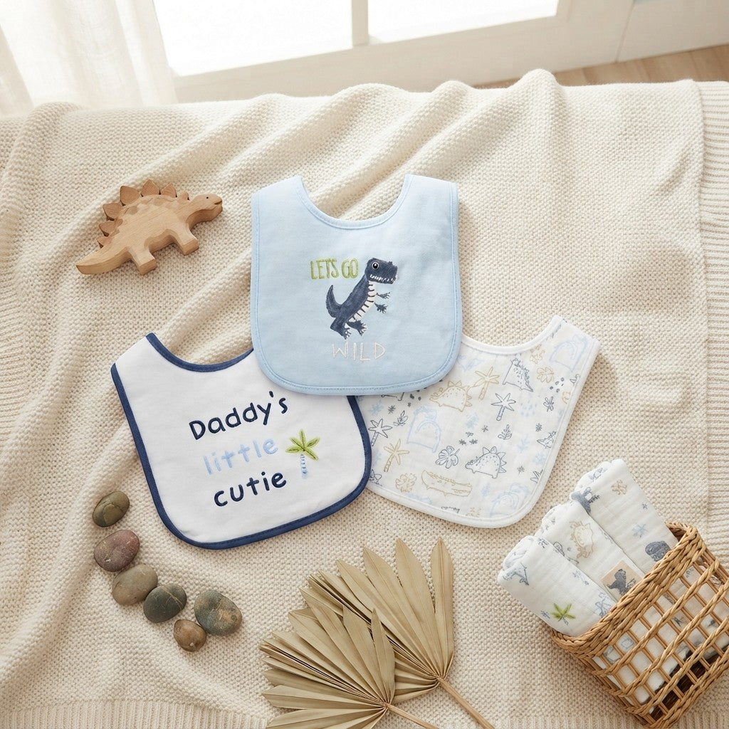"LET'S GO WILD" DINOSAUR BIBS PK-3