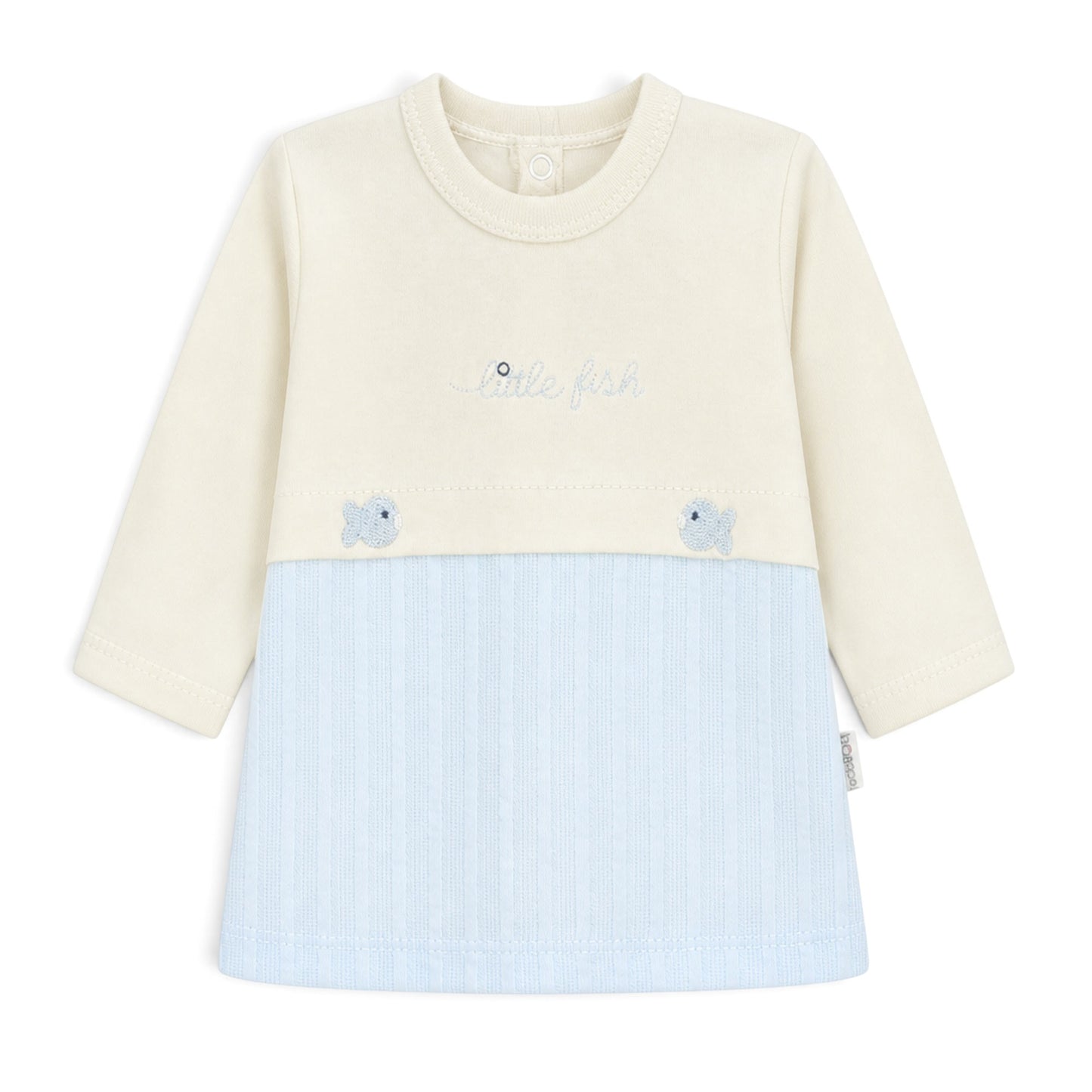 CREAM AND LIGHT BLUE "LITTLE FISH" BABY BOY GIFT SET