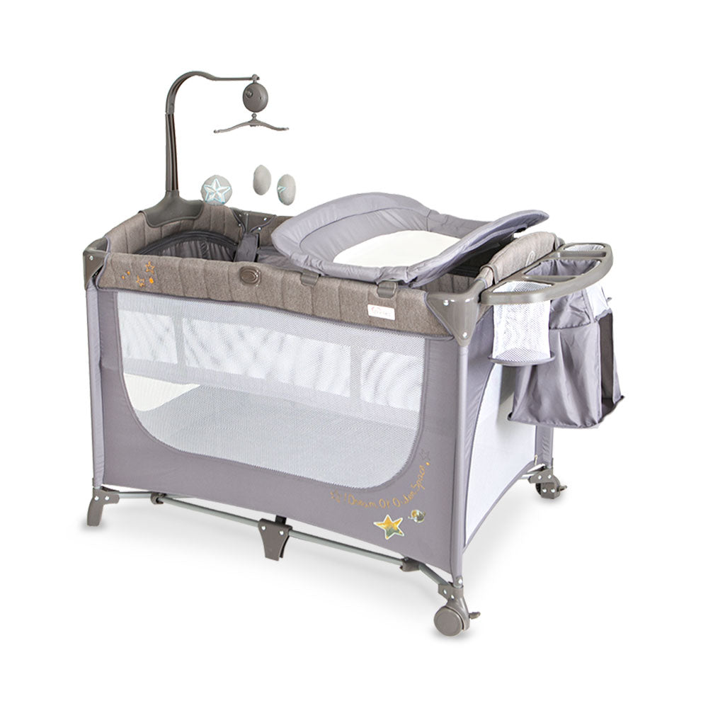 TINNIES DROP SIDE PLAY PEN GREY