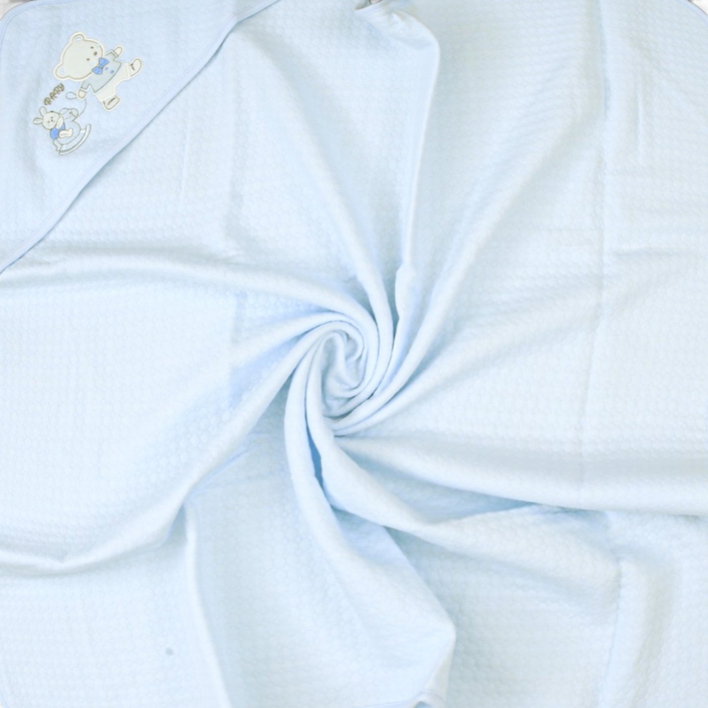 LIGHT BLUE HOODED TEDDY BEAR WRAPING SHEET