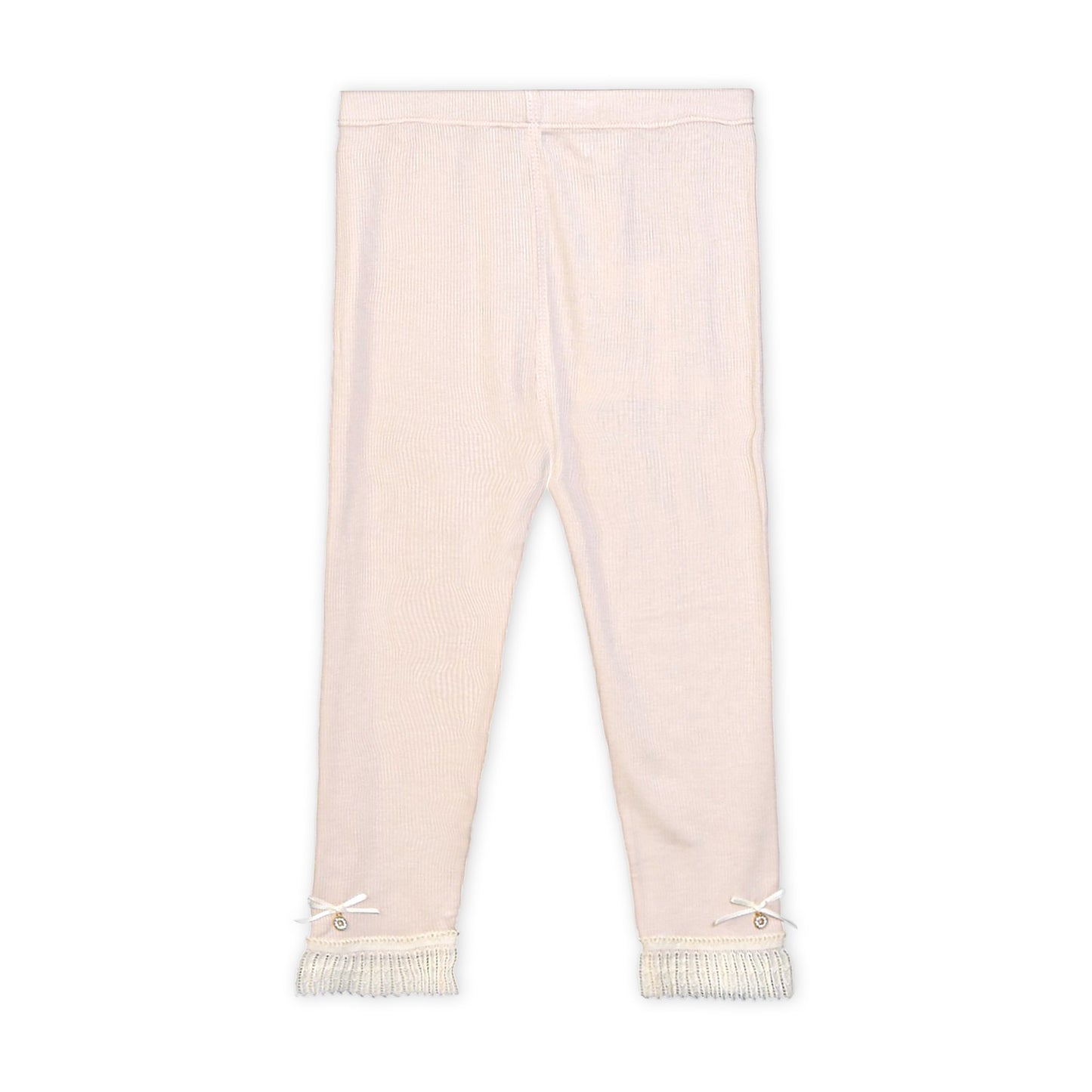 PINK LACE RIBBED TROUSERS
