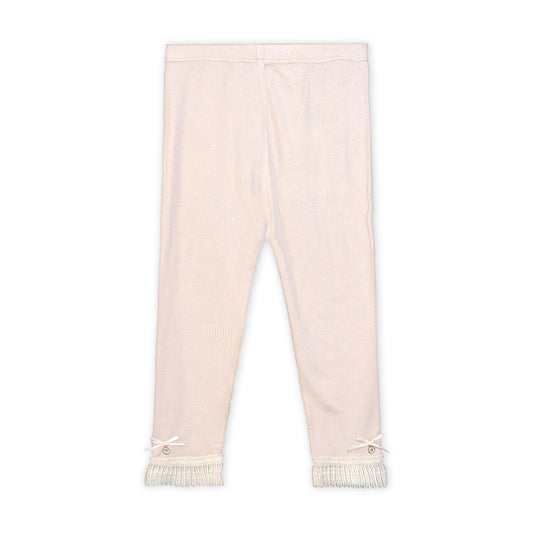 PINK LACE RIBBED TROUSERS