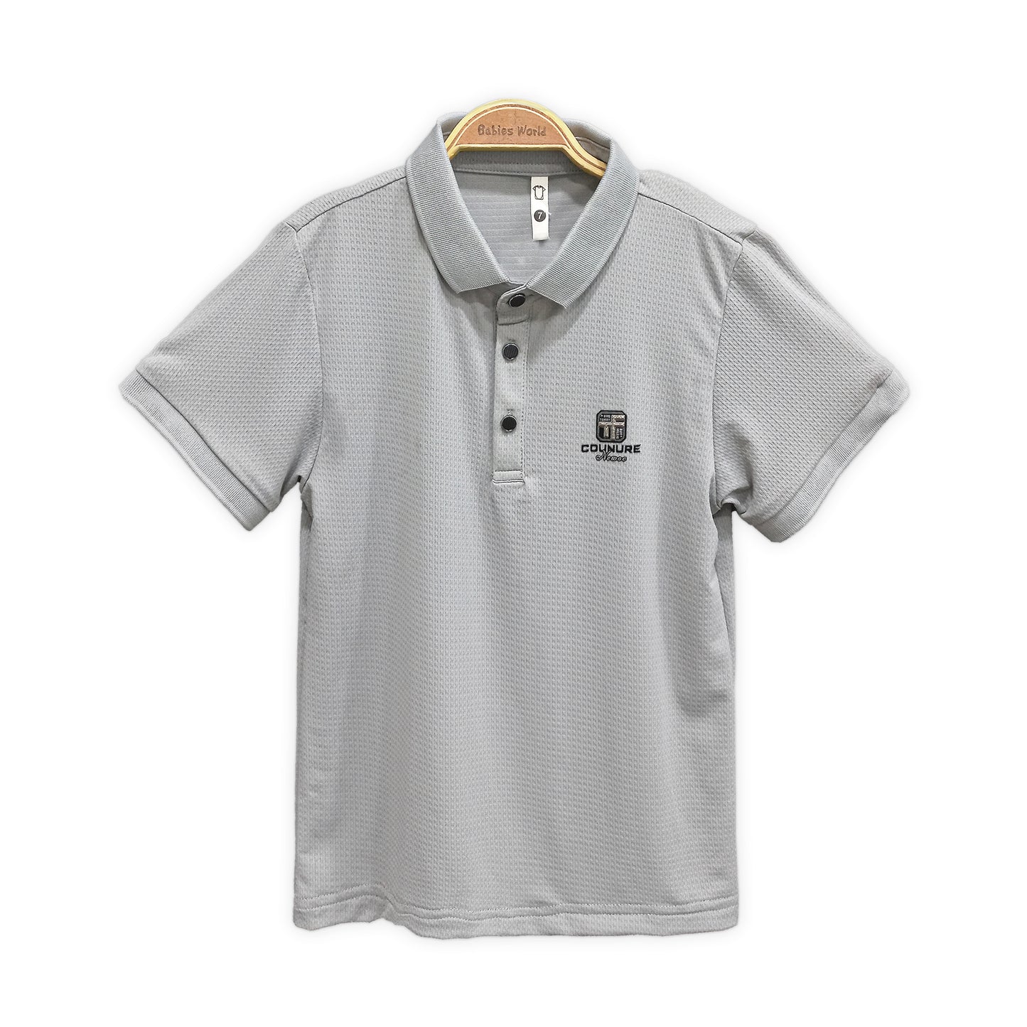 Grey Piqué Polo Shirt