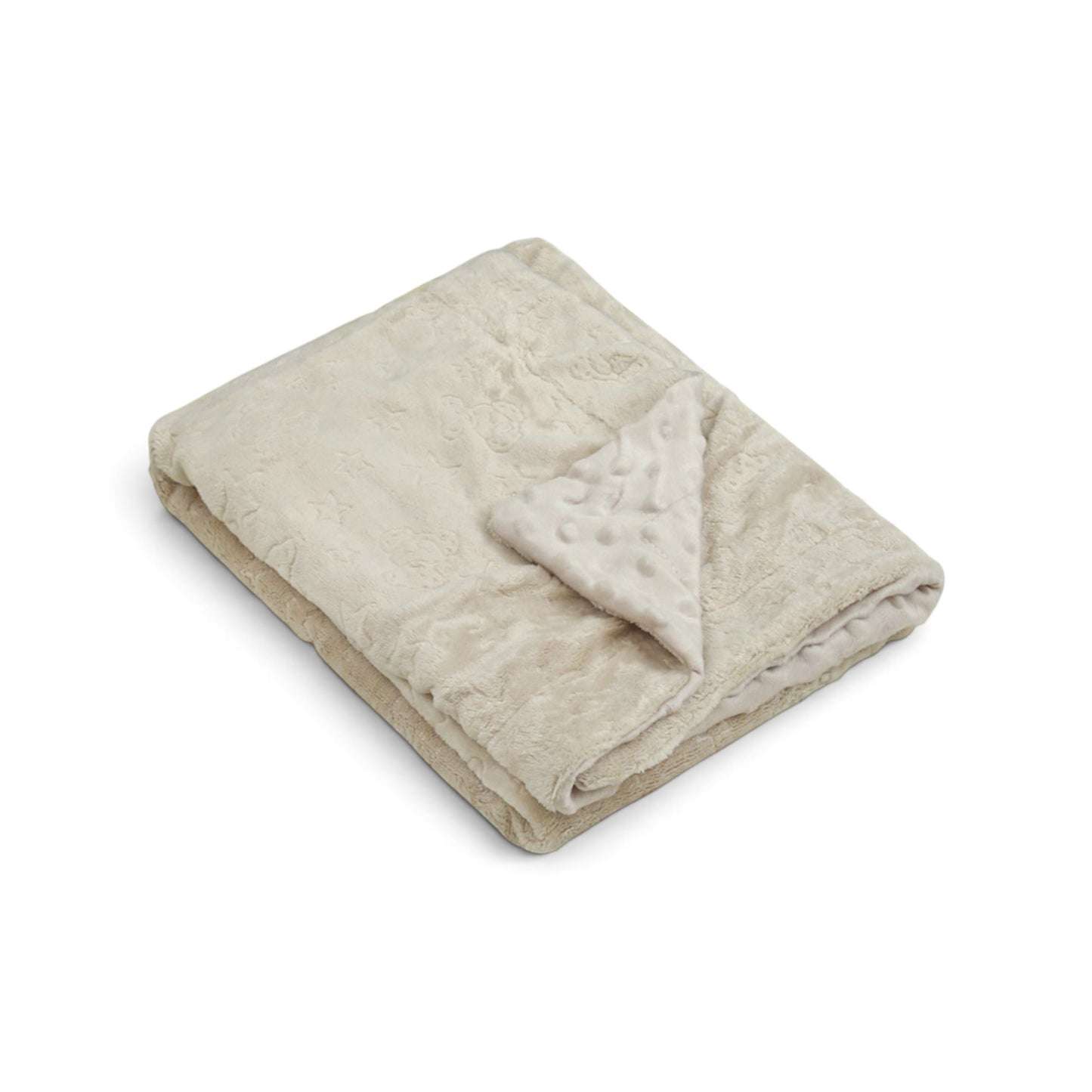 BEIGE EMBOSSED TEDDY BEAR & STAR BLANKET