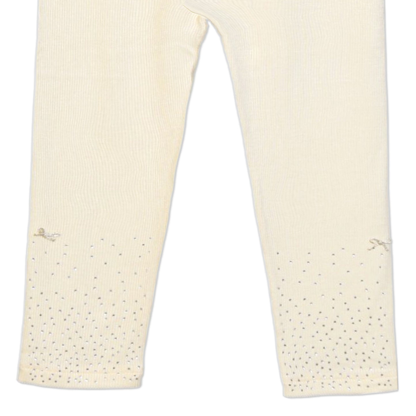 CREAM STUDDED RIBBED TROUSERS