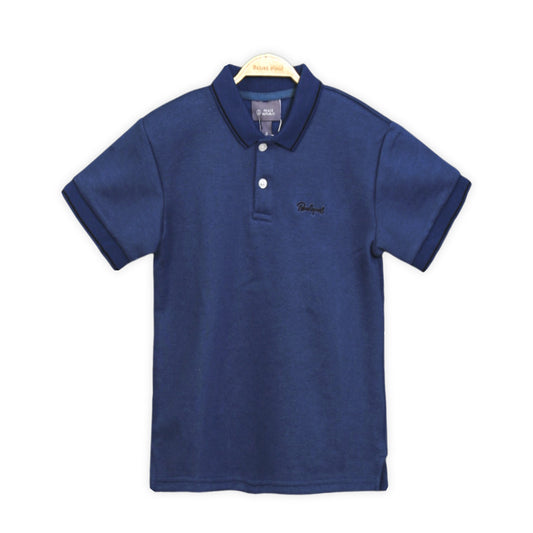 NAVY BLUE TEXTURED POLO