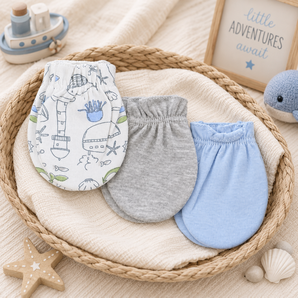 FAVOUR LIGHTHOUSE & SOLID MITTENS PK-3