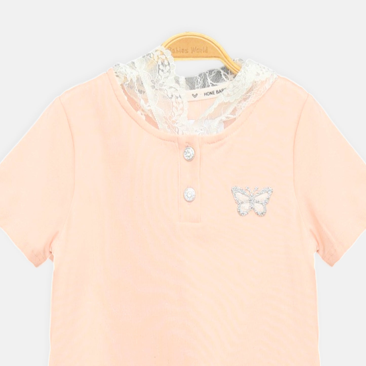 Peach Lace Collar Polo