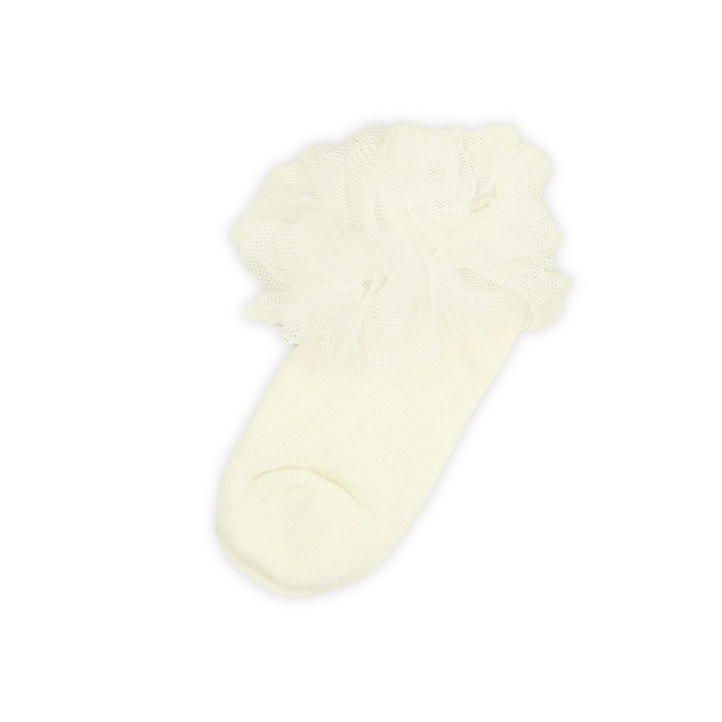 WHITE TULLE RUFFLE ANKLE GIRL SOCKS