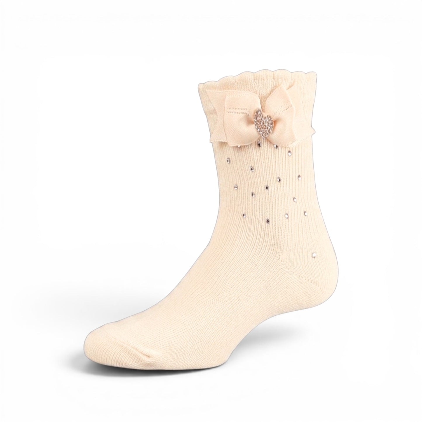 PINK BOW AND STONE GIRL SOCKS