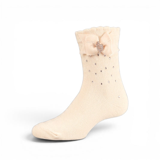 PINK BOW AND STONE GIRL SOCKS
