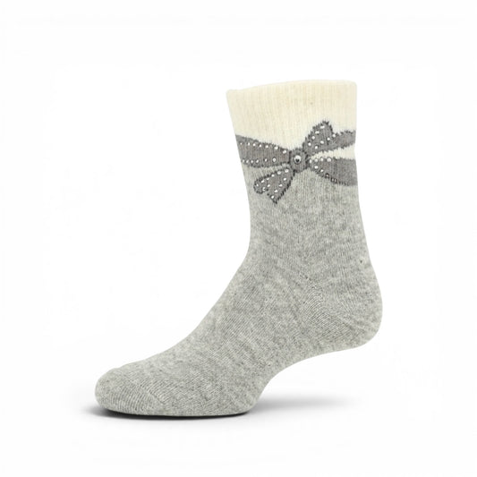 GREY AND WHITE BOW GIRL SOCKS