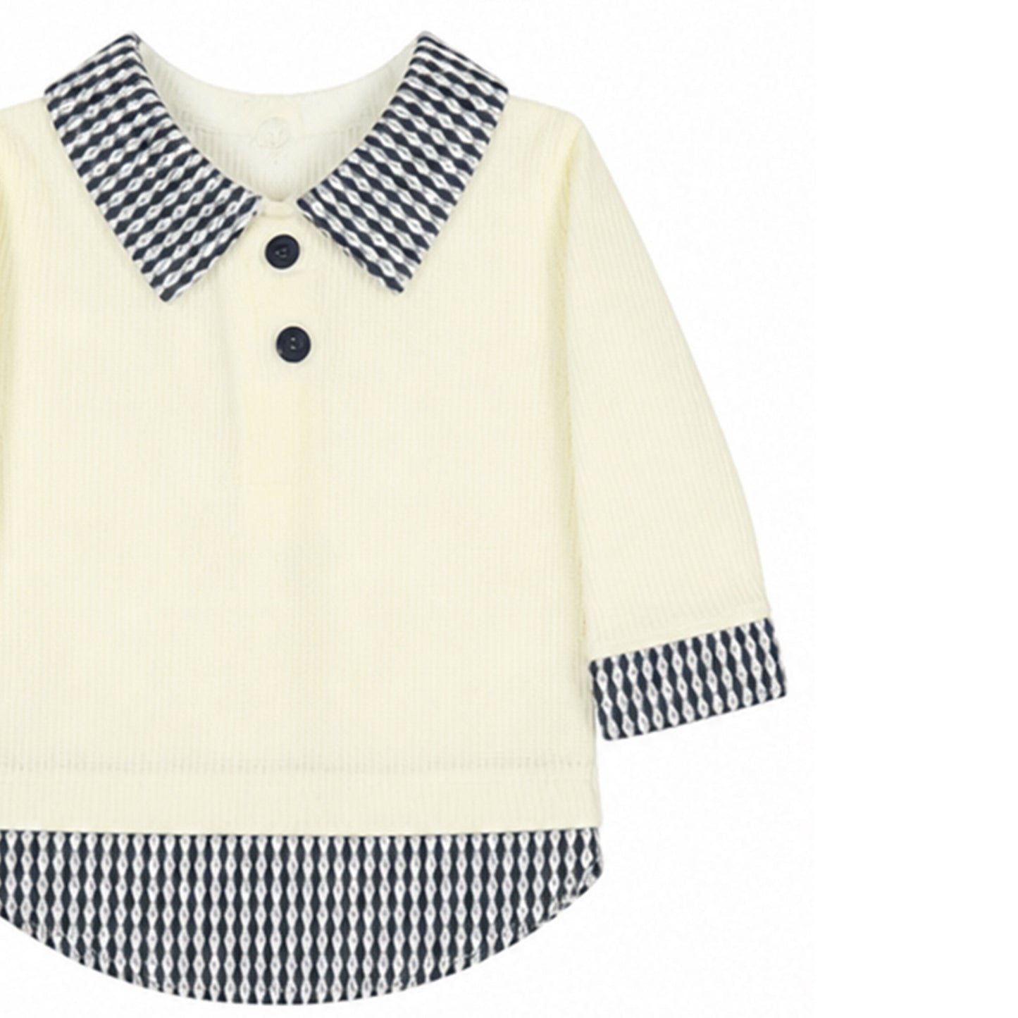 CREAM AND DENIM BLUE PATTERNED COLLAR BABY BOY GIFT SET