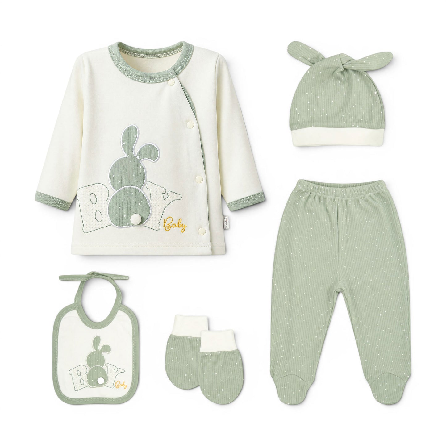 SAGE GREEN BUNNY BABY BOY GIFT SET