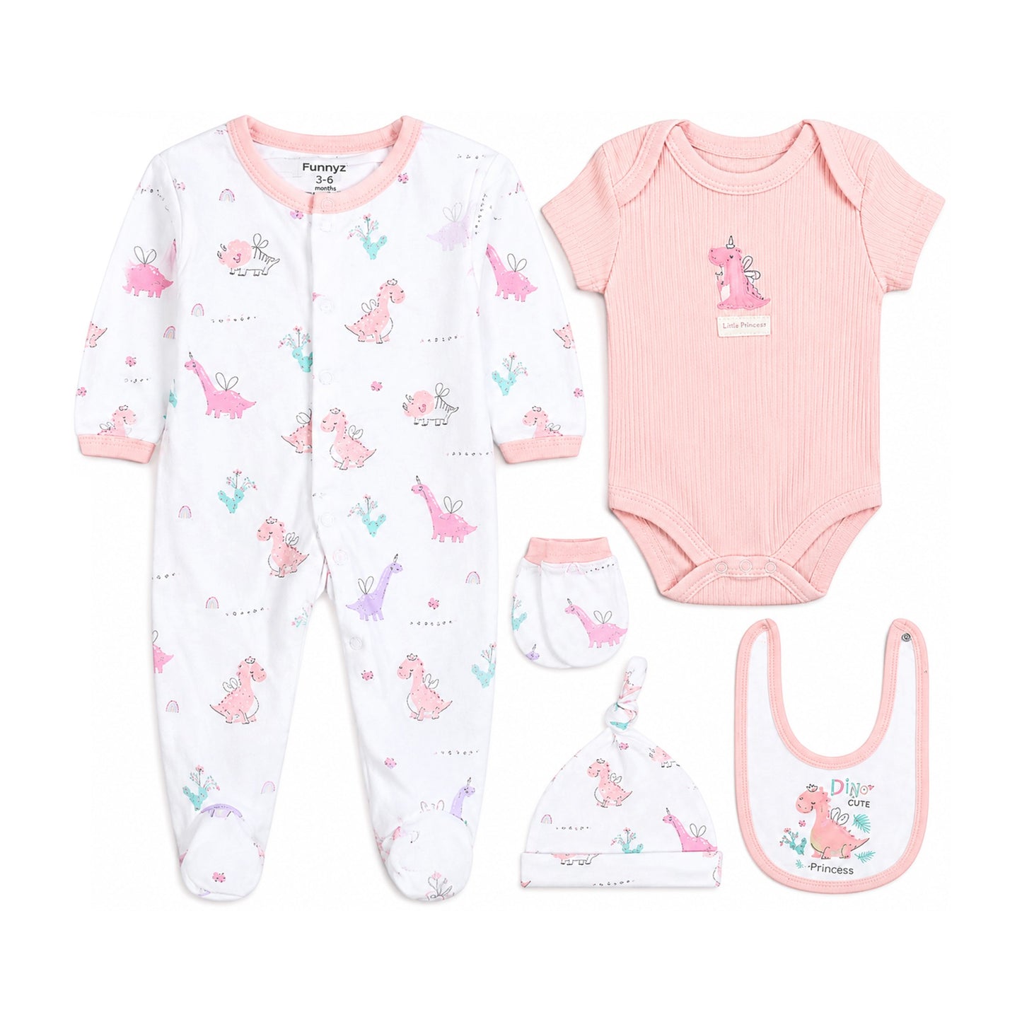 FUNNYZ DINO PRINCESS LAYETTE SET GIRLS