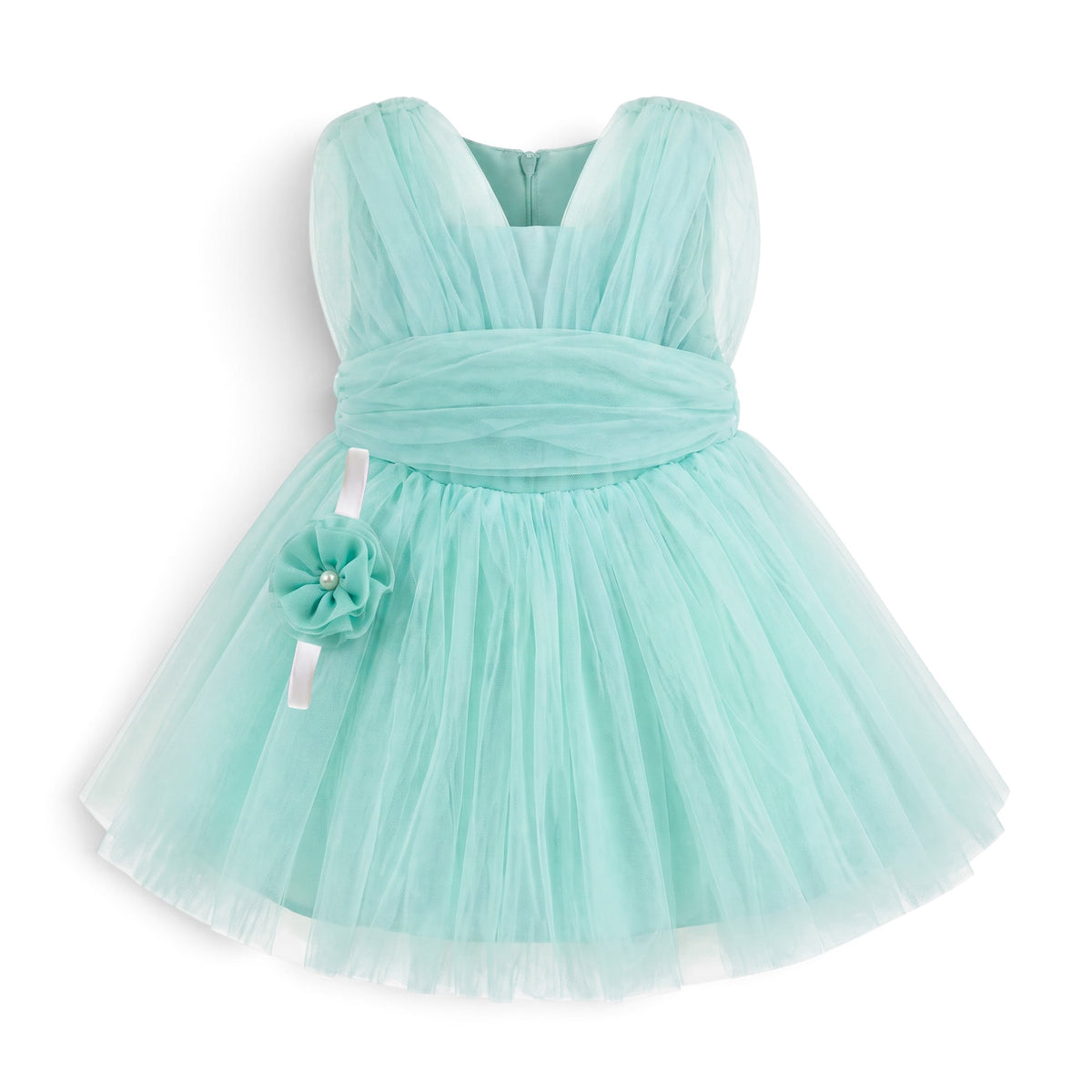 BABY GIRL MINT GREEN TULLE PARTY DRESS WITH HEADBAND