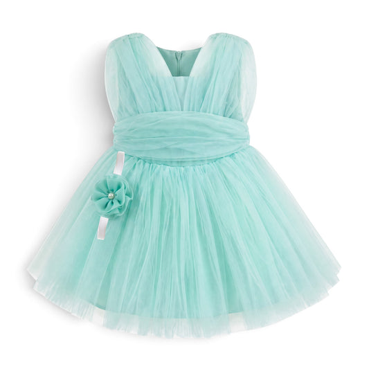 BABY GIRL MINT GREEN TULLE PARTY DRESS WITH HEADBAND